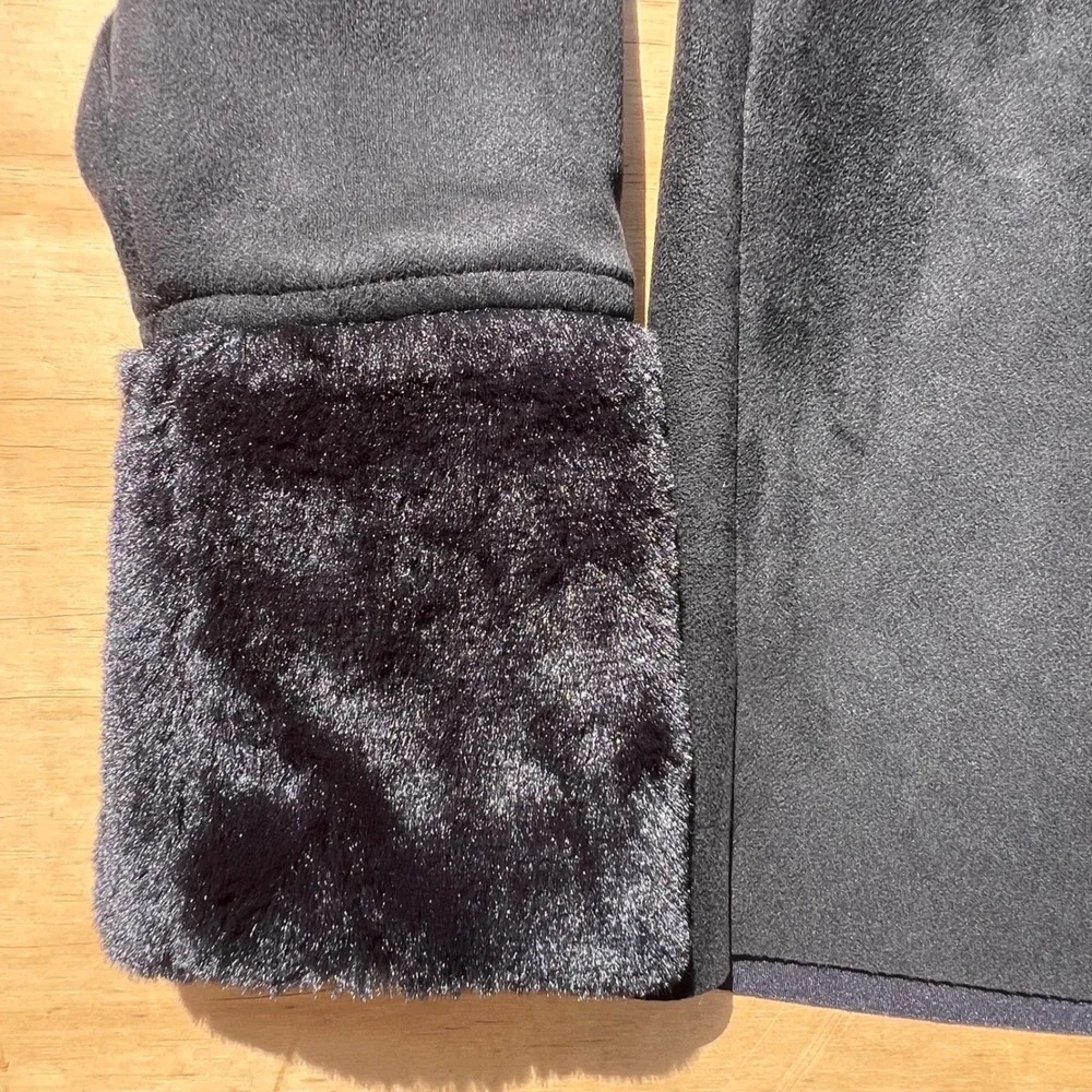 Catherine Malandrino Black Faux Suede Top with Faux Fur Cuffs XS NWT - Picture 6 of 11